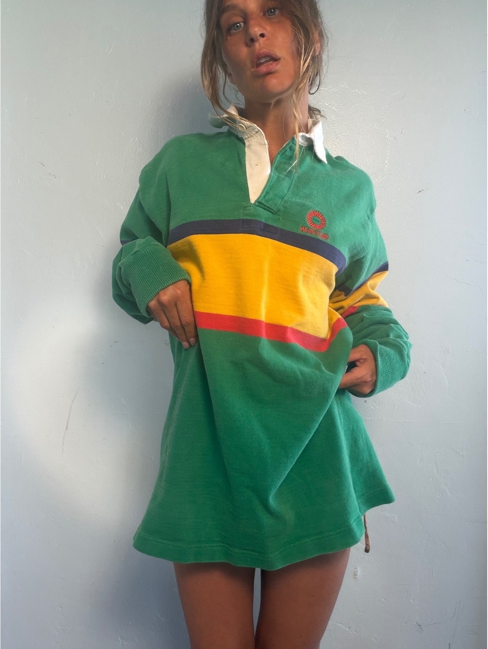 Barbarian Whistler Rugby Shirt Green Yellow Purple Red Size Large